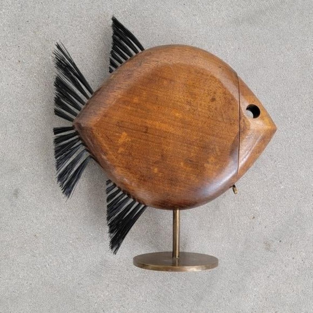 Mid Century Modern Fish Sculpture Coin Bank